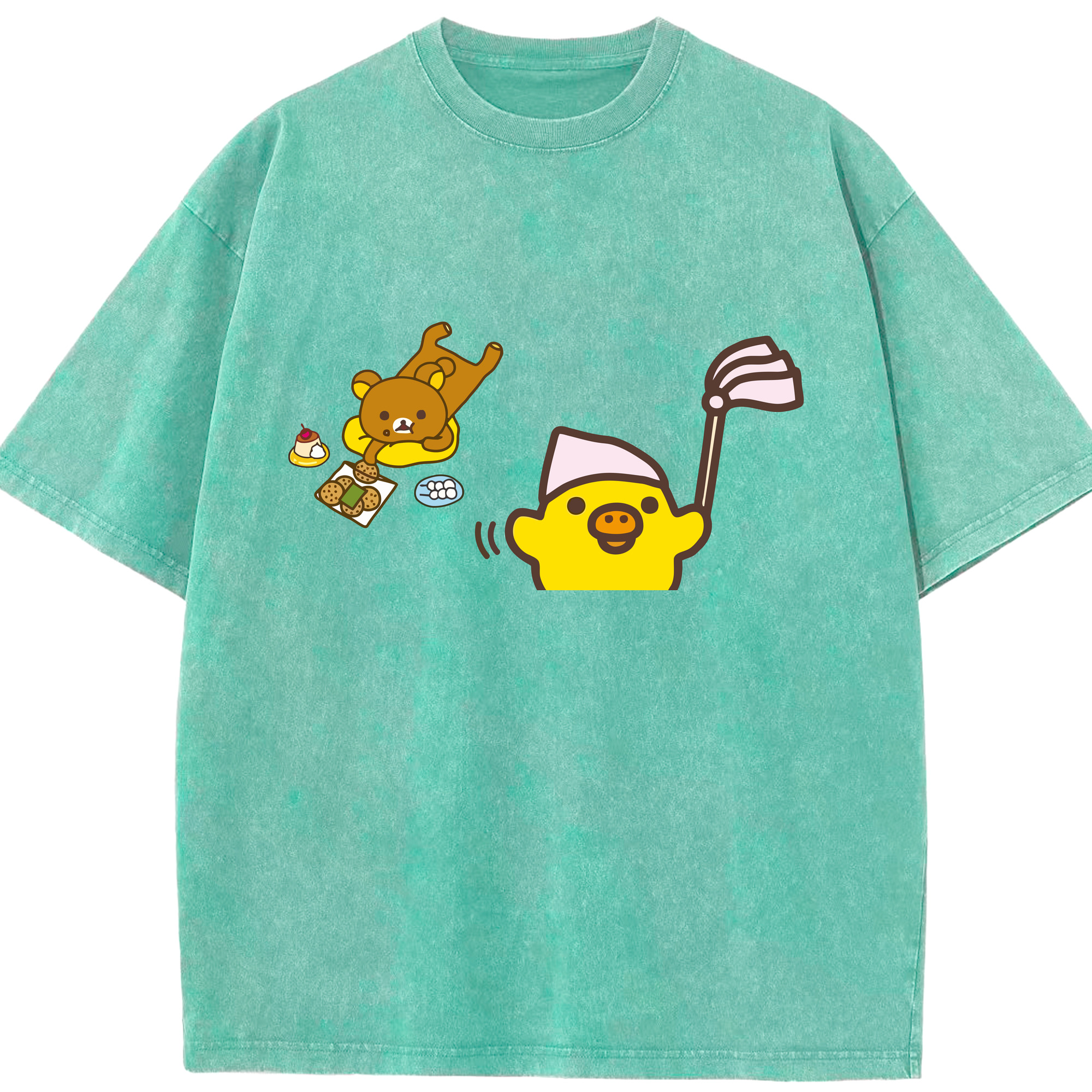 （画像用） リラックマ リラックマ キイロイトリ Rilakkuma Korilakkuma Kiiroitori 綿100% ヴィンテージ風 半袖Tシャツ（フロントプリント）